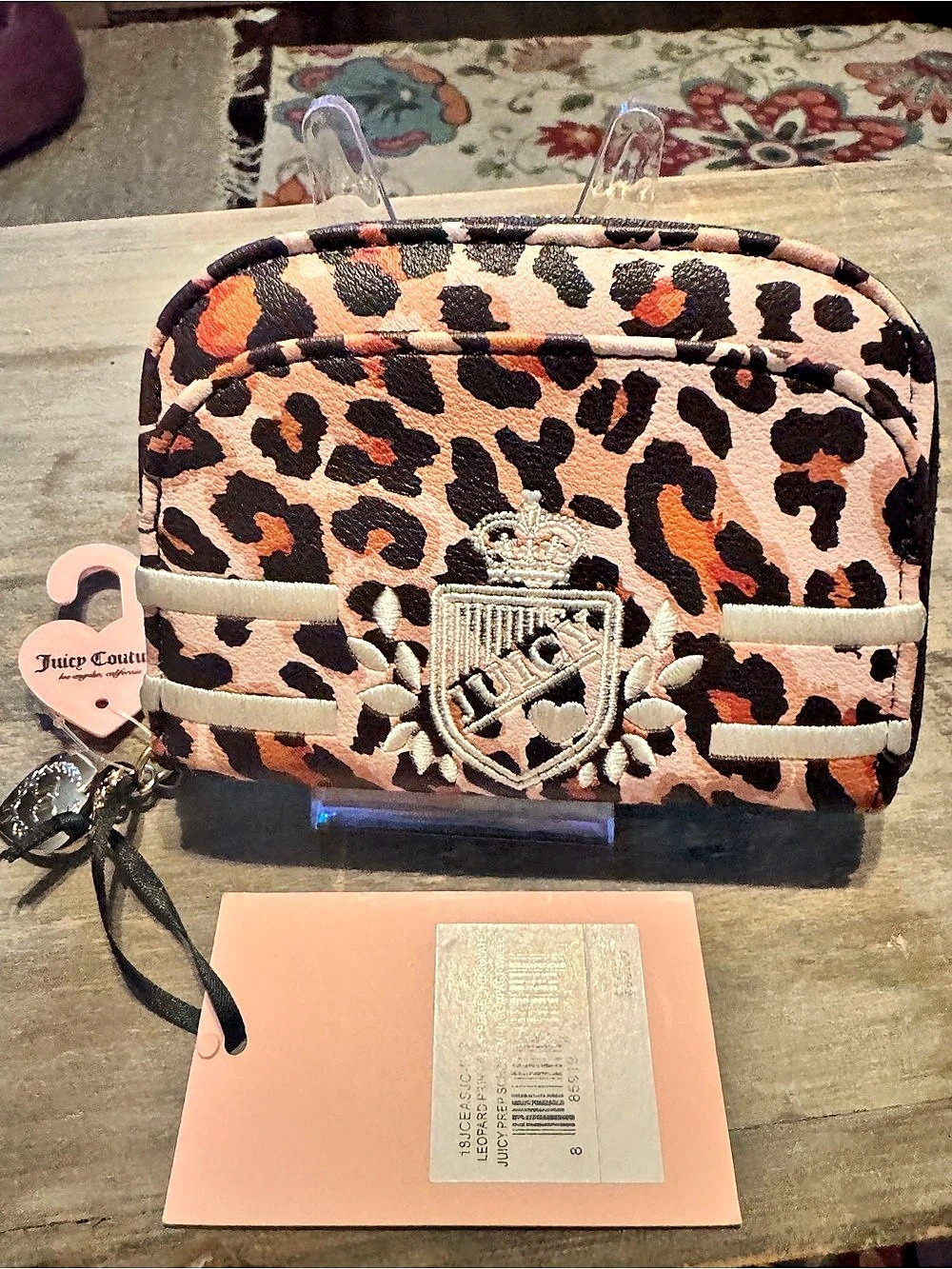 Juicy Couture Leopard Print "Juicy Prep School" Mini Compact Wallet. NWT